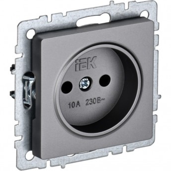 Розетка 1-местная без заземления без защитных шторок 10А IEK BRITE РС10-1-0-БрС сталь - BR-R10-10-K46 Розетка 1-местная без заземления без защитных шторок 10А IEK BRITE РС10-1-0-БрС сталь - BR-R10-10-K46