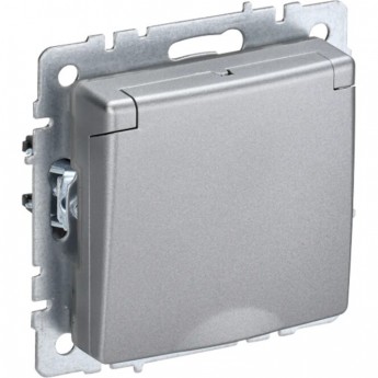 Розетка 1-местная с заземлением с защитными шторками и крышкой 16А IP20 РСбш10-3-БрА алюминий IEK BRITE BR-R16-16-K47 Розетка 1-местная с заземлением с защитными шторками и крышкой 16А IP20 РСбш10-3-БрА алюминий IEK BRITE BR-R16-16-K47