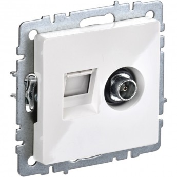 Розетка двойная IEK BRITE TV+RJ45 кат.5E РТВ/РК12-БрКр белый - BR-AK20-1-K01 Розетка двойная IEK BRITE TV+RJ45 кат.5E РТВ/РК12-БрКр белый - BR-AK20-1-K01