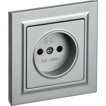 Розетка IEK BRITE РСР10-1-0-БрА 10А без заземляющего контакта и шторок, алюминий BR-R10-10-K47-F Розетка IEK BRITE РСР10-1-0-БрА 10А без заземляющего контакта и шторок, алюминий BR-R10-10-K47-F