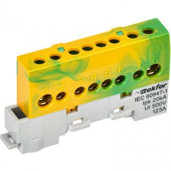 Шина PE "земля" IEK TEKFOR TF-NN20-08-KL-K52 изолированная на универсальном держателе 8х12-8-ЖЗ