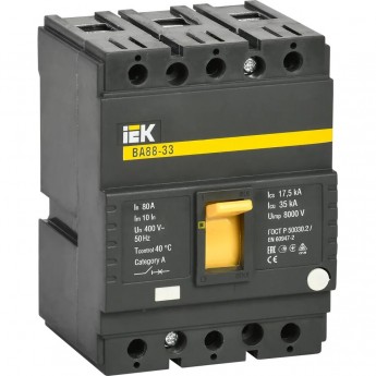 Выключатель автоматический ВА88-33 3Р 80А 35кА IEK SVA20-3-0080 Выключатель автоматический ВА88-33 3Р 80А 35кА IEK SVA20-3-0080
